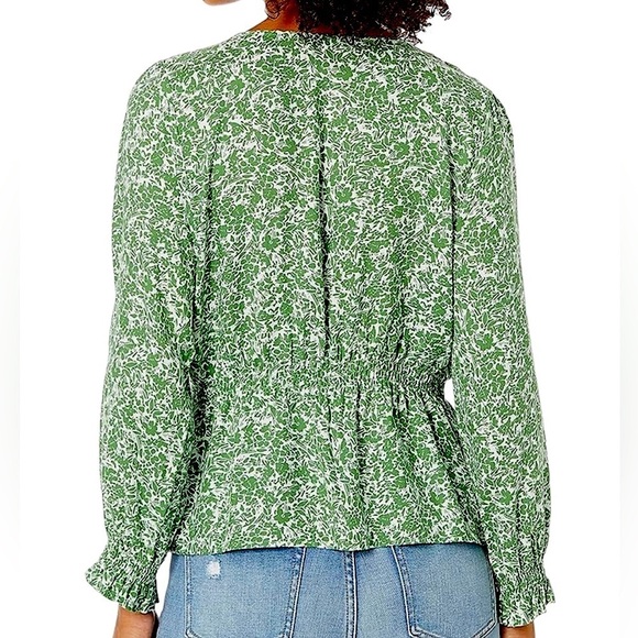 Goodthreads Ditsy Floral Smocked Blouse Top - Picture 3 of 12